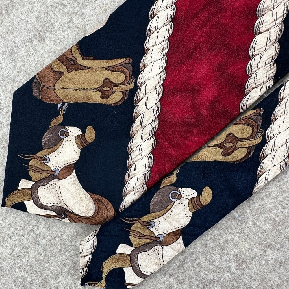 VTG Roper Silk Necktie Cowboy Hat Boots Western Ranch Saddle Rodeo - Picture 2 of 9